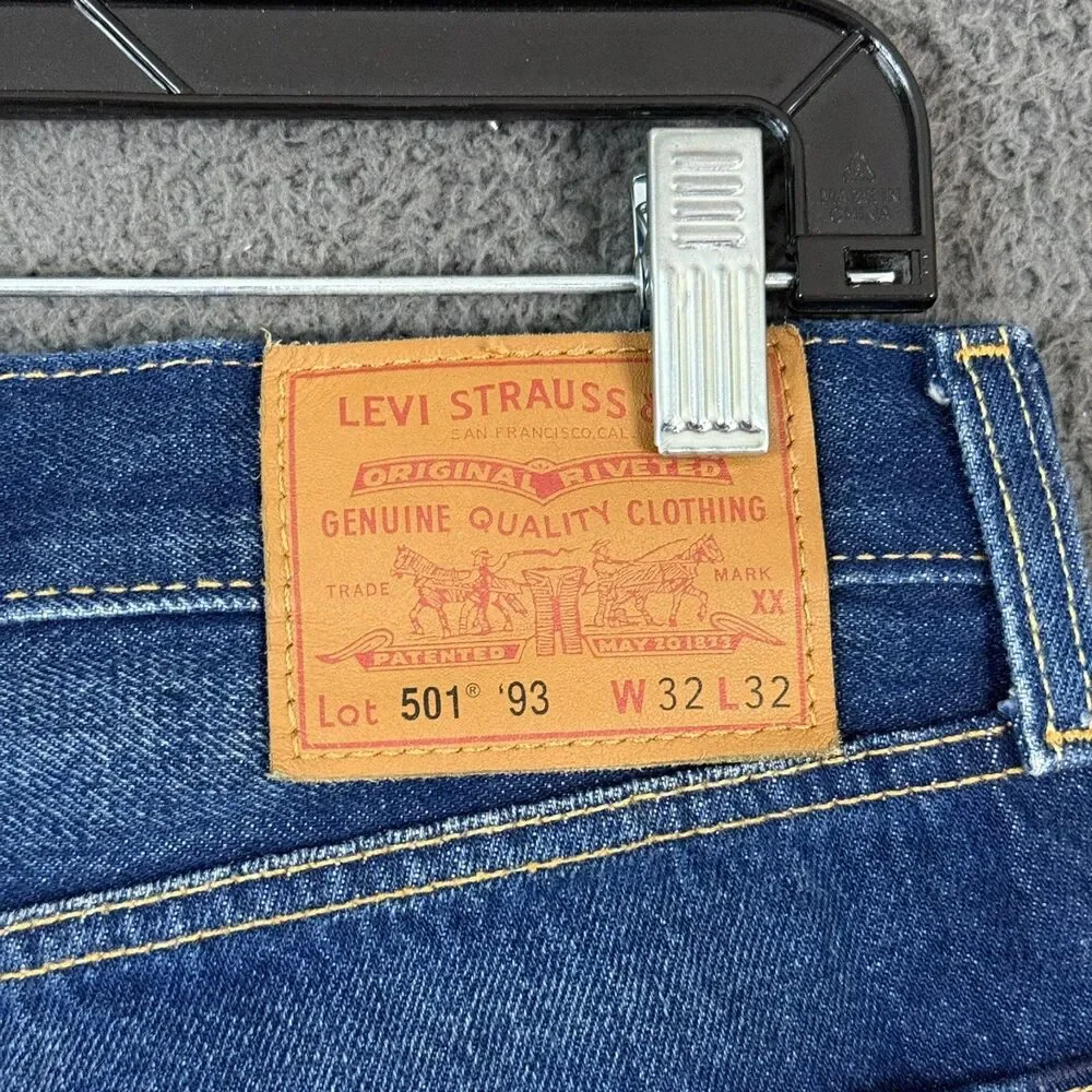 Levis 501 Lot 93 Jeans Mens 32x32 Blue Straight Fit Dark Wash Premium Denim